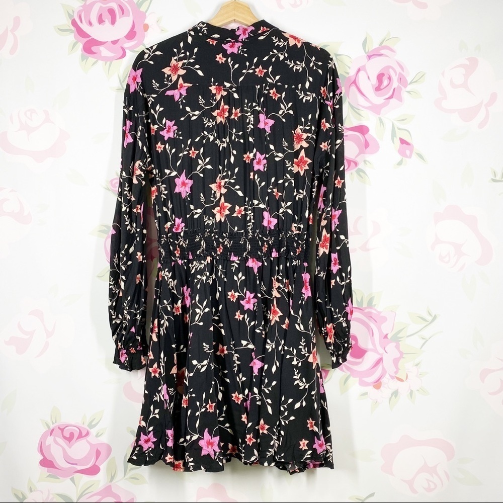 NEW Free People Lighten Up Floral Black Combo Mini Dress XS - Picture 11 of 16
